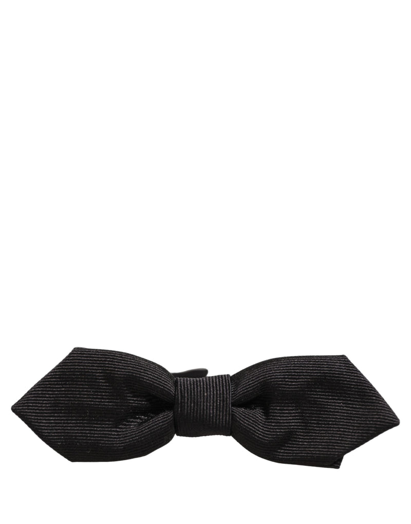 Dolce & Gabbana Men Black 100% Silk Adjustable Neck Papillon Bow Tie