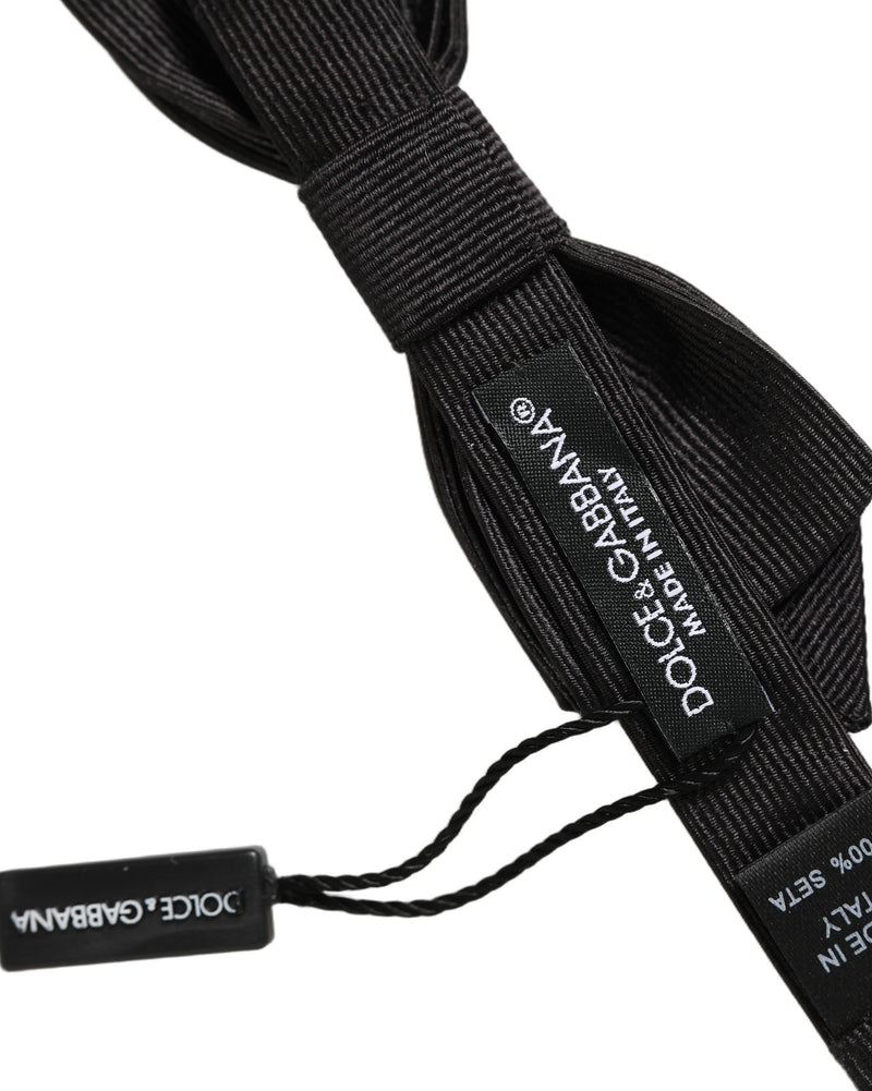 Dolce & Gabbana Men Black 100% Silk Adjustable Neck Papillon Bow Tie