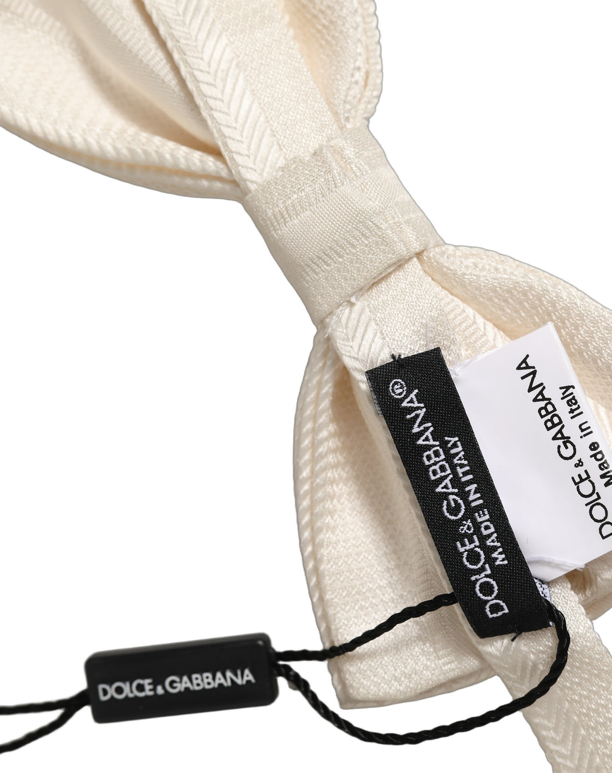 Nœud papillon Dolce & Gabbana pour homme, blanc, 100 % soie, tour de cou réglable