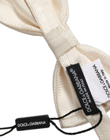 Nœud papillon Dolce & Gabbana pour homme, blanc, 100 % soie, tour de cou réglable