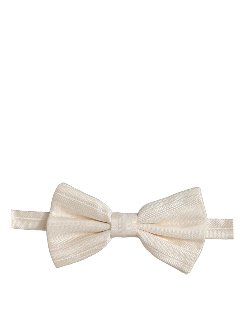Dolce & Gabbana Men White 100% Silk Adjustable Neck Papillon Bow Tie