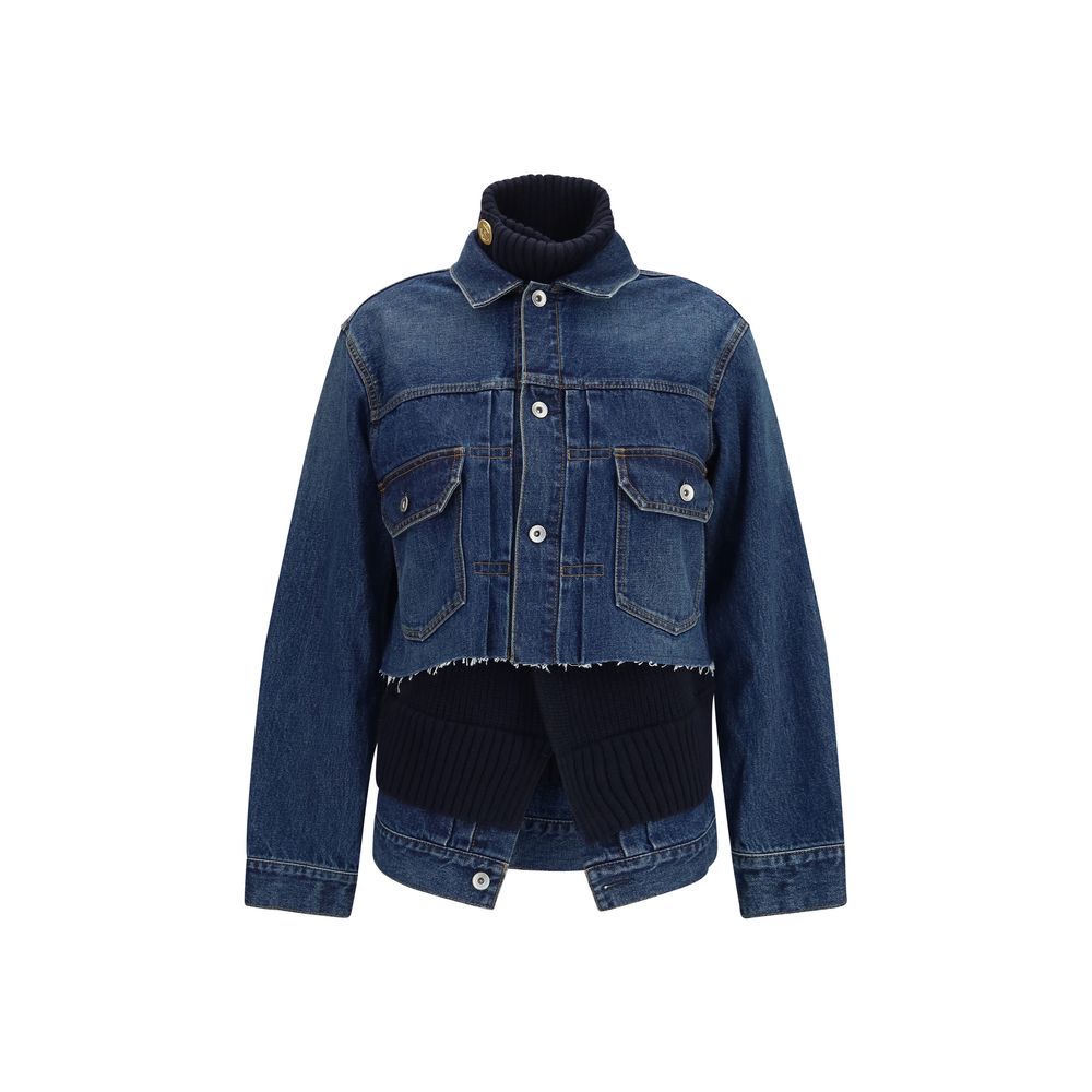 Veste en jean en coton bleu Sacai