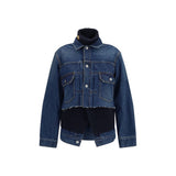 Veste en jean en coton bleu Sacai