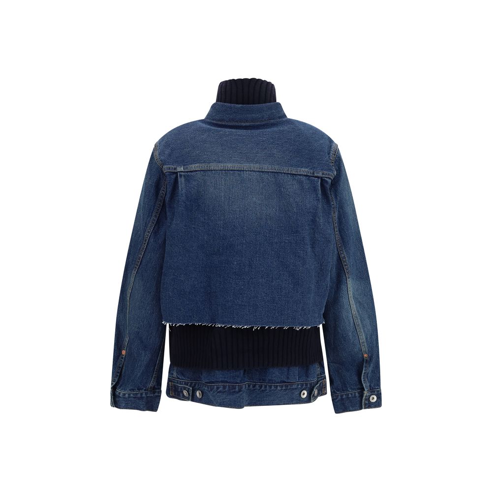 Veste en jean en coton bleu Sacai
