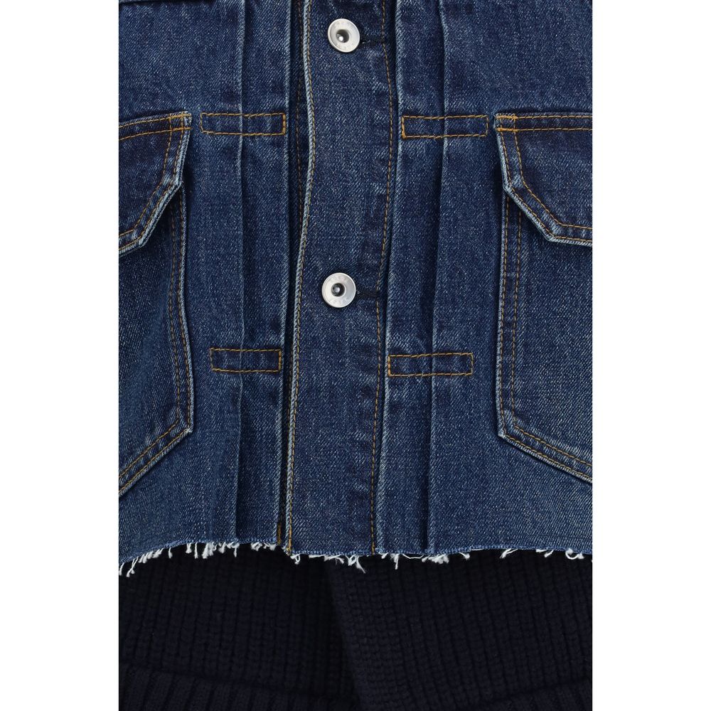 Veste en jean en coton bleu Sacai
