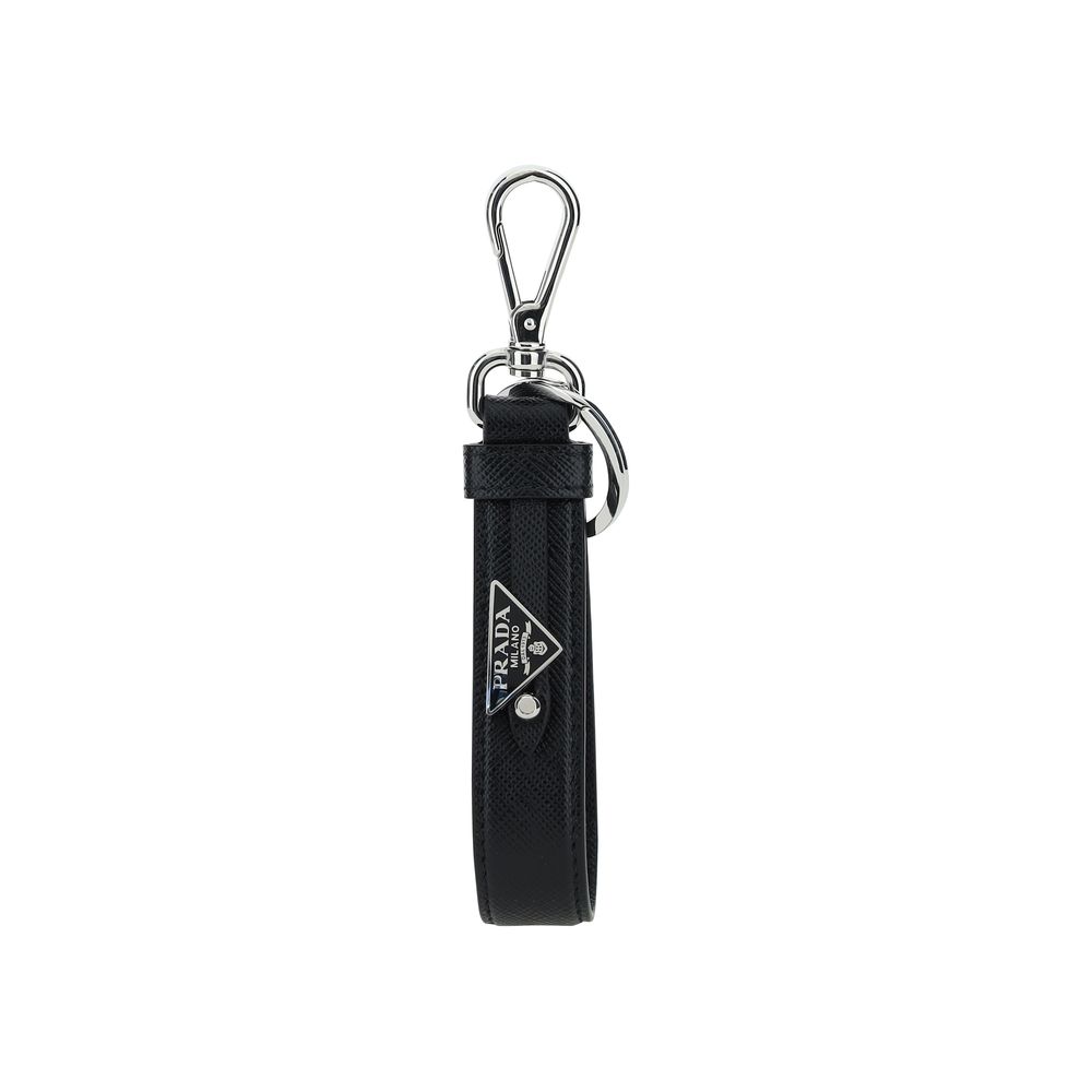 Porte-clés Prada en acier inoxydable noir