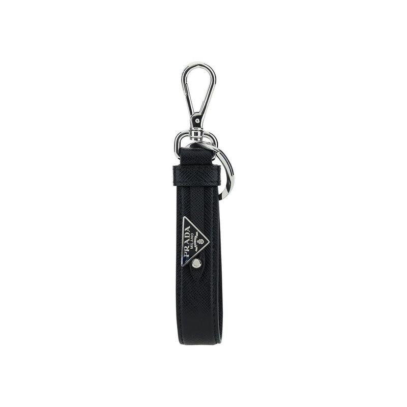 Porte-clés Prada en acier inoxydable noir