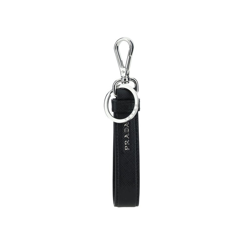Porte-clés Prada en acier inoxydable noir