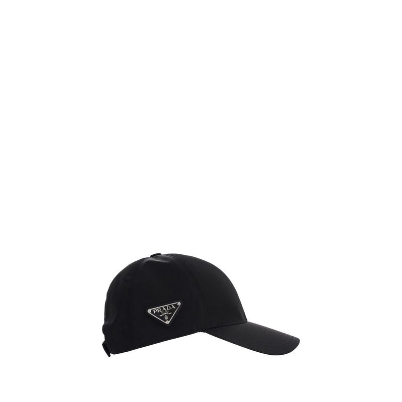 Casquette Prada noire en polyamide recyclé (casquette de baseball)