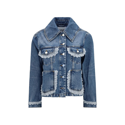 Veste en denim de coton bleu Ganni