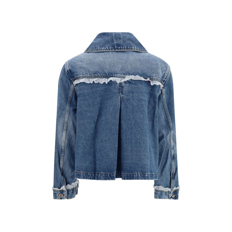 Veste en denim de coton bleu Ganni