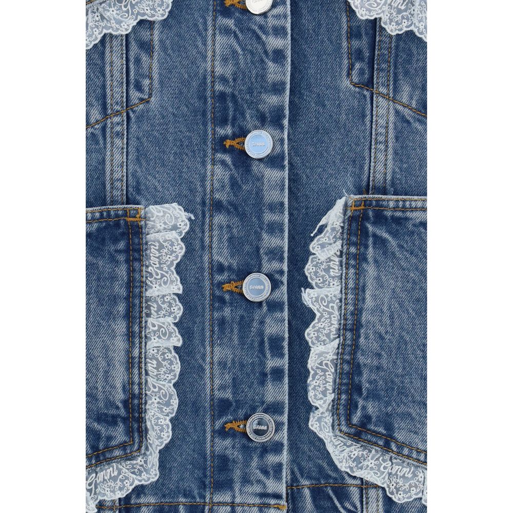 Veste en denim de coton bleu Ganni