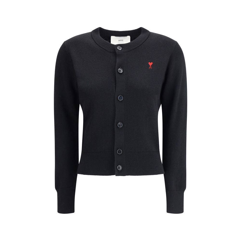 Gilet en laine mérinos noire Ami Paris