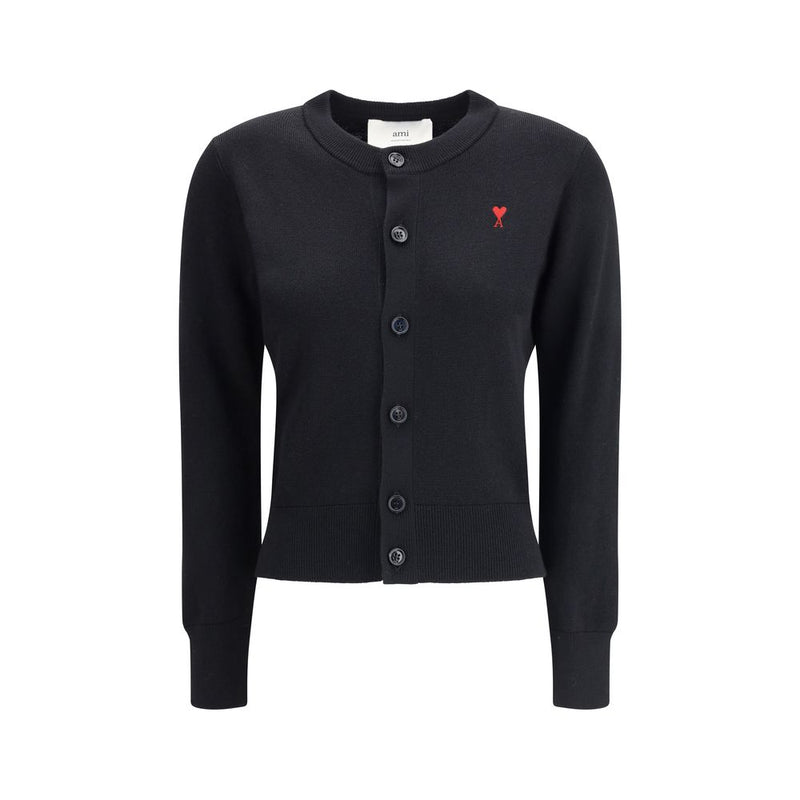 Gilet en laine mérinos noire Ami Paris