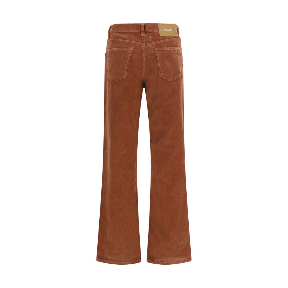 Pantalon décontracté en coton marron Haikure
