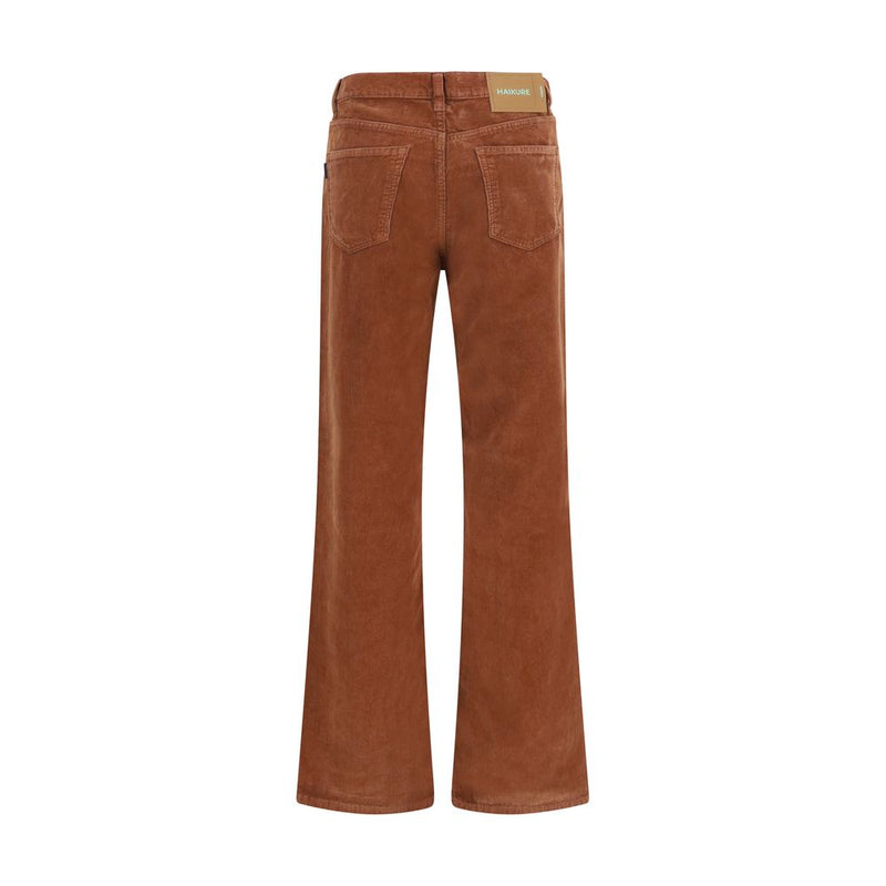 Pantalon décontracté en coton marron Haikure