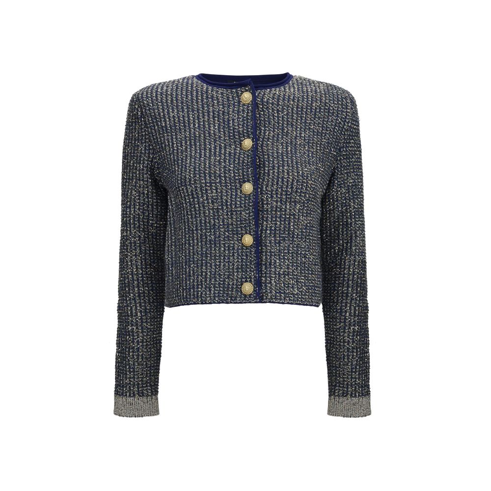 Cardigan Balmain bleu en polyamide