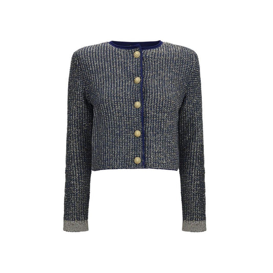 Cardigan Balmain bleu en polyamide