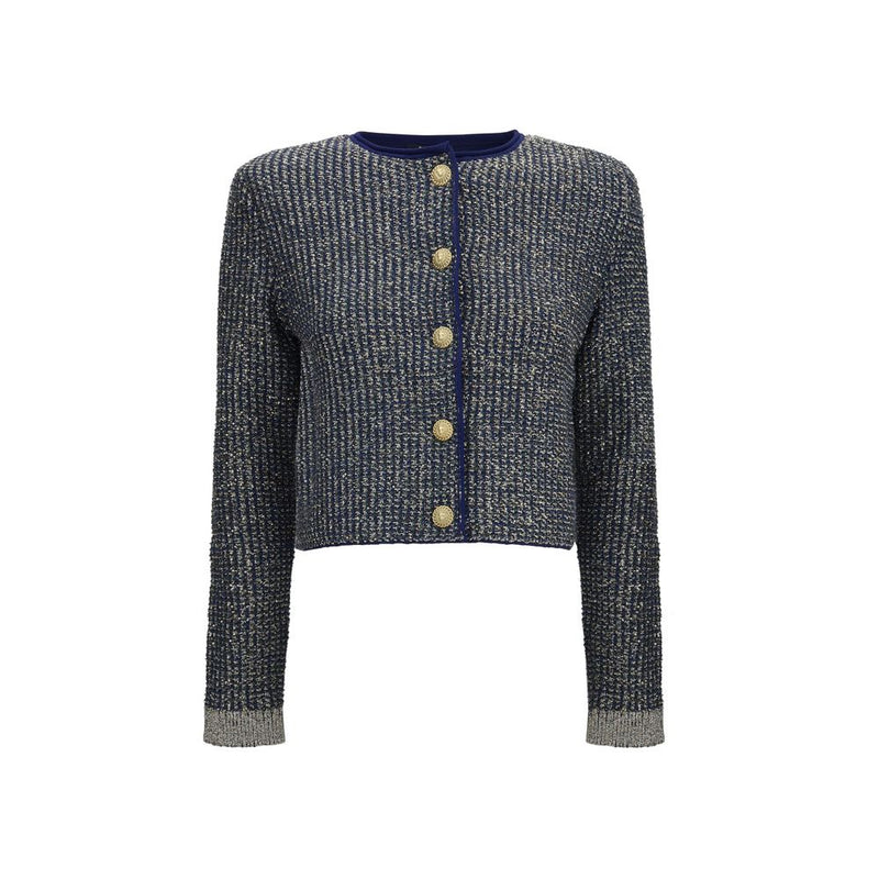 Cardigan Balmain bleu en polyamide