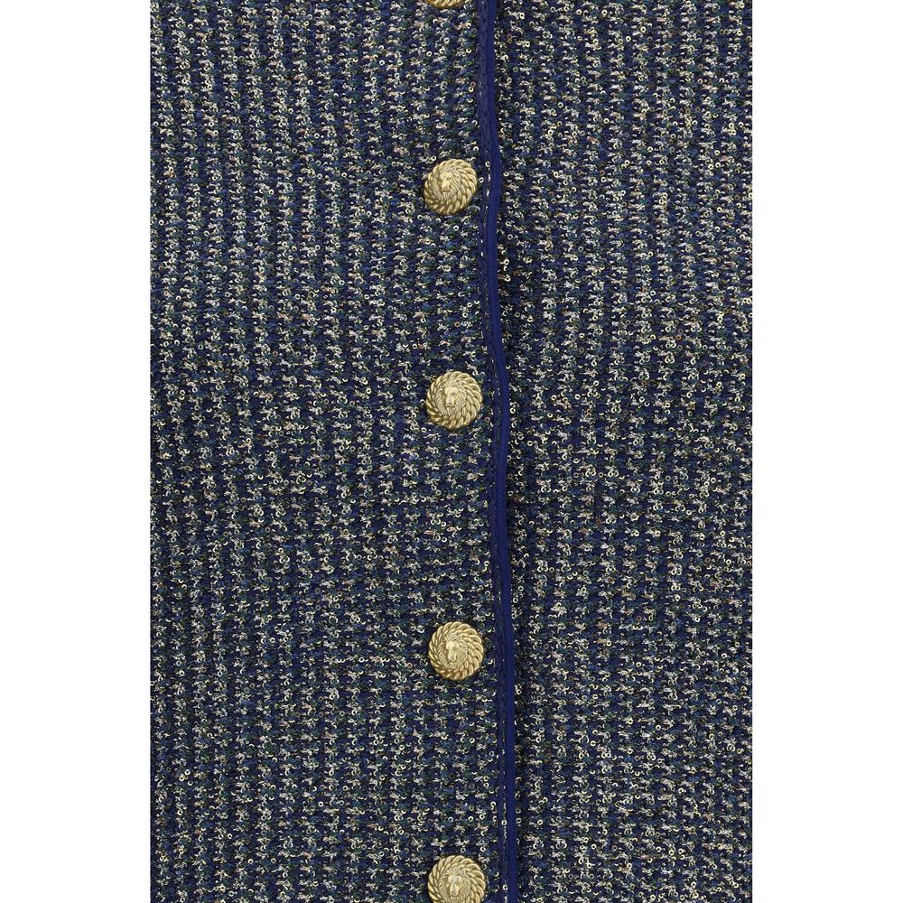 Cardigan Balmain bleu en polyamide