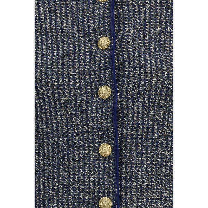 Cardigan Balmain bleu en polyamide