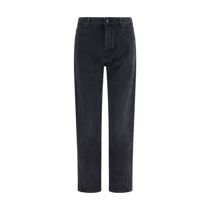 Balmain Jean Droit en Coton Noir