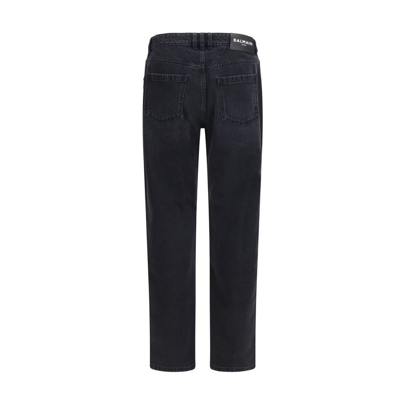 Balmain Jean Droit en Coton Noir