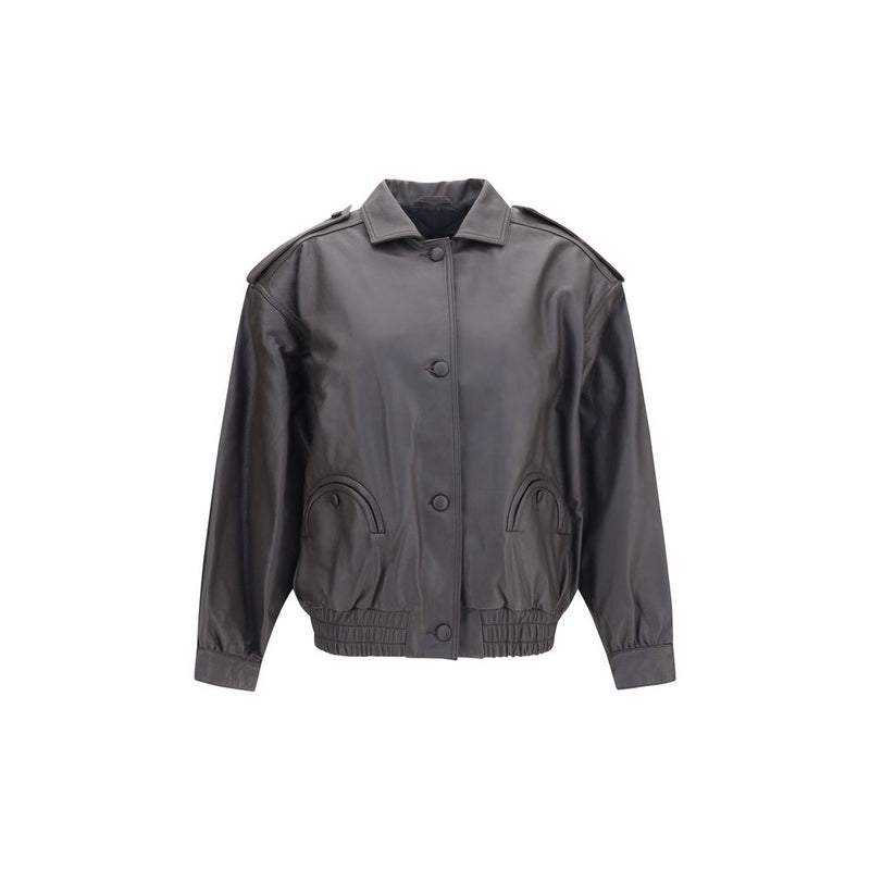 Blazé Milano Blouson Bomber Noir en Agneau Ovis Aries