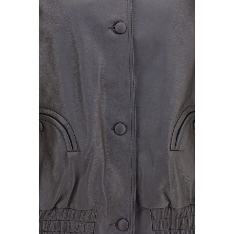 Blazé Milano Blouson Bomber Noir en Agneau Ovis Aries