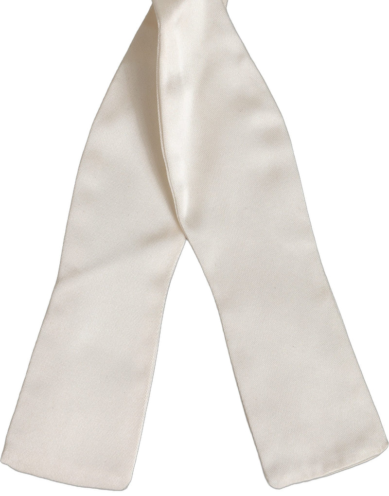 Nœud papillon Dolce & Gabbana pour homme, blanc, 100 % soie, tour de cou réglable