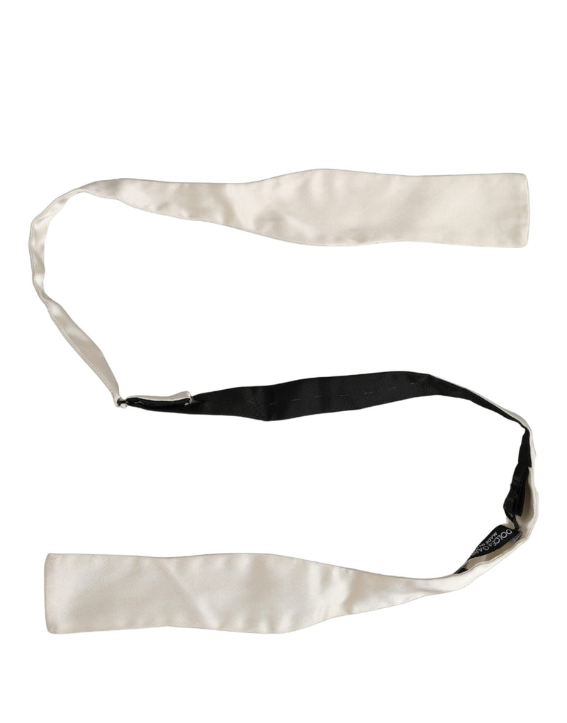Nœud papillon Dolce & Gabbana pour homme, blanc, 100 % soie, tour de cou réglable