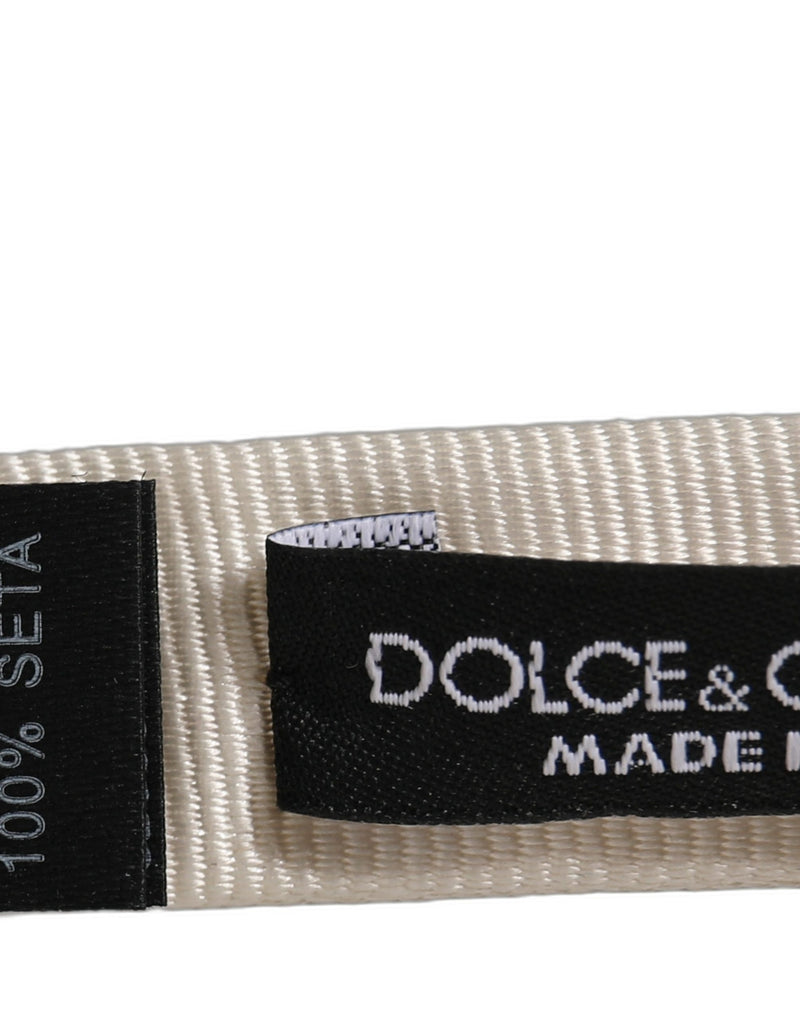 Nœud papillon Dolce & Gabbana pour homme, blanc, 100 % soie, tour de cou réglable
