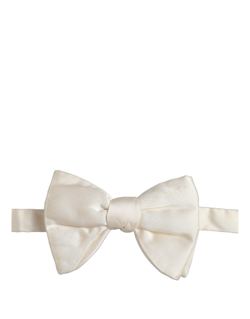 Nœud papillon Dolce & Gabbana pour homme, blanc, 100 % soie, tour de cou réglable
