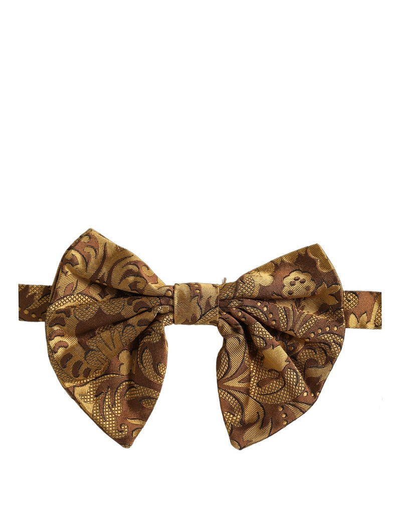 Nœud Papillon Papillon Homme Dolce & Gabbana en Soie Marron à Motif Floral et Ajustable