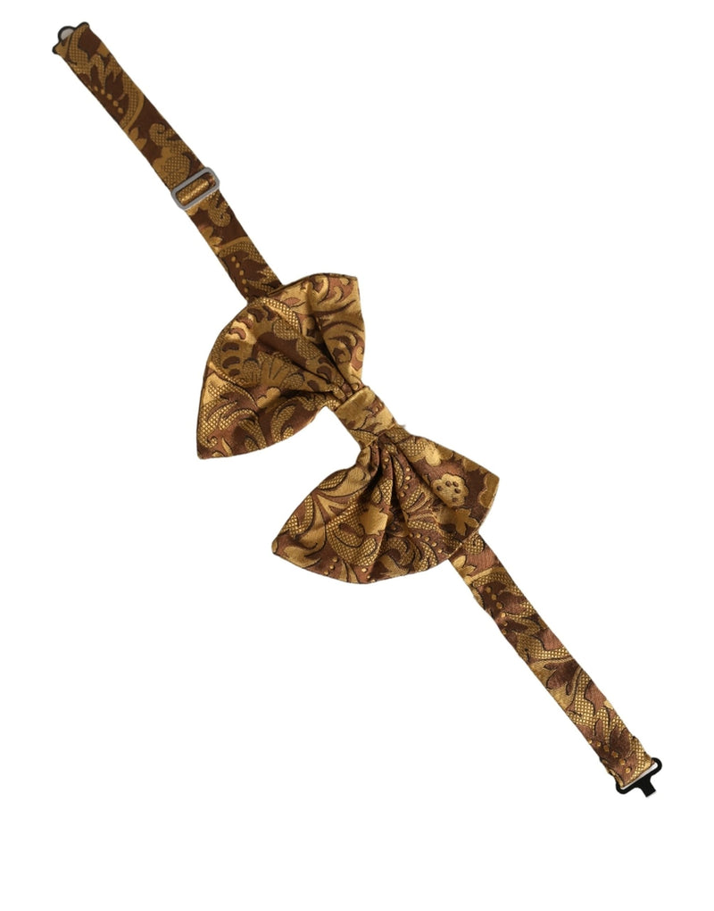 Nœud Papillon Papillon Homme Dolce & Gabbana en Soie Marron à Motif Floral et Ajustable