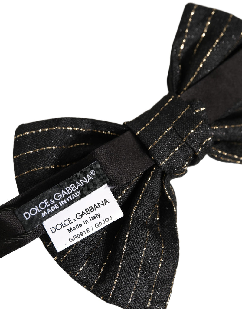 Nœud papillon papillon réglable en soie à fines rayures noires pour homme Dolce & Gabbana