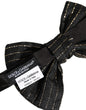 Dolce & Gabbana Men Black Pinstripe Silk Adjustable Neck Papillon Bow Tie