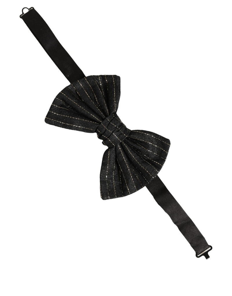 Nœud papillon papillon réglable en soie à fines rayures noires pour homme Dolce & Gabbana