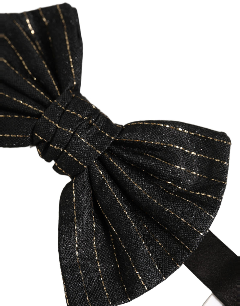 Nœud papillon papillon réglable en soie à fines rayures noires pour homme Dolce & Gabbana
