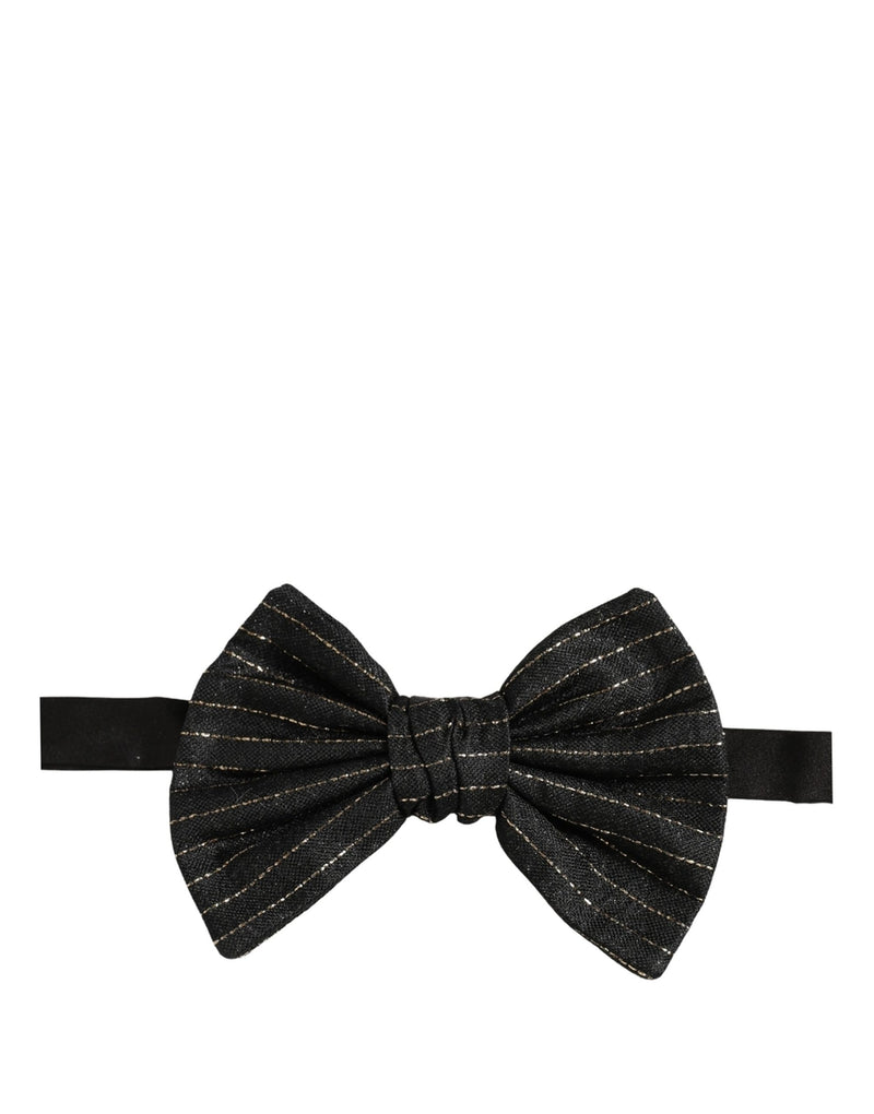 Nœud papillon papillon réglable en soie à fines rayures noires pour homme Dolce & Gabbana