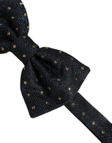Nœud papillon papillon réglable en soie à pois noirs Dolce & Gabbana pour homme