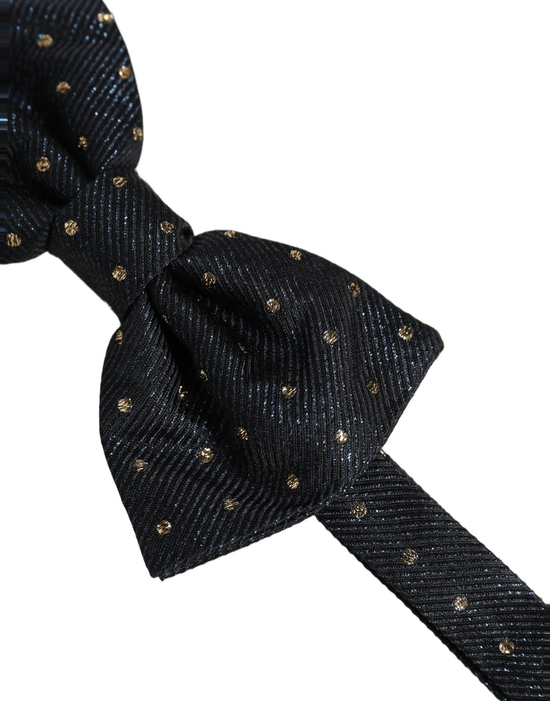 Nœud papillon papillon réglable en soie à pois noirs Dolce & Gabbana pour homme