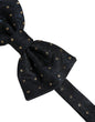 Dolce & Gabbana Men Black Polka Dot Silk Adjustable Neck Papillon Bow Tie
