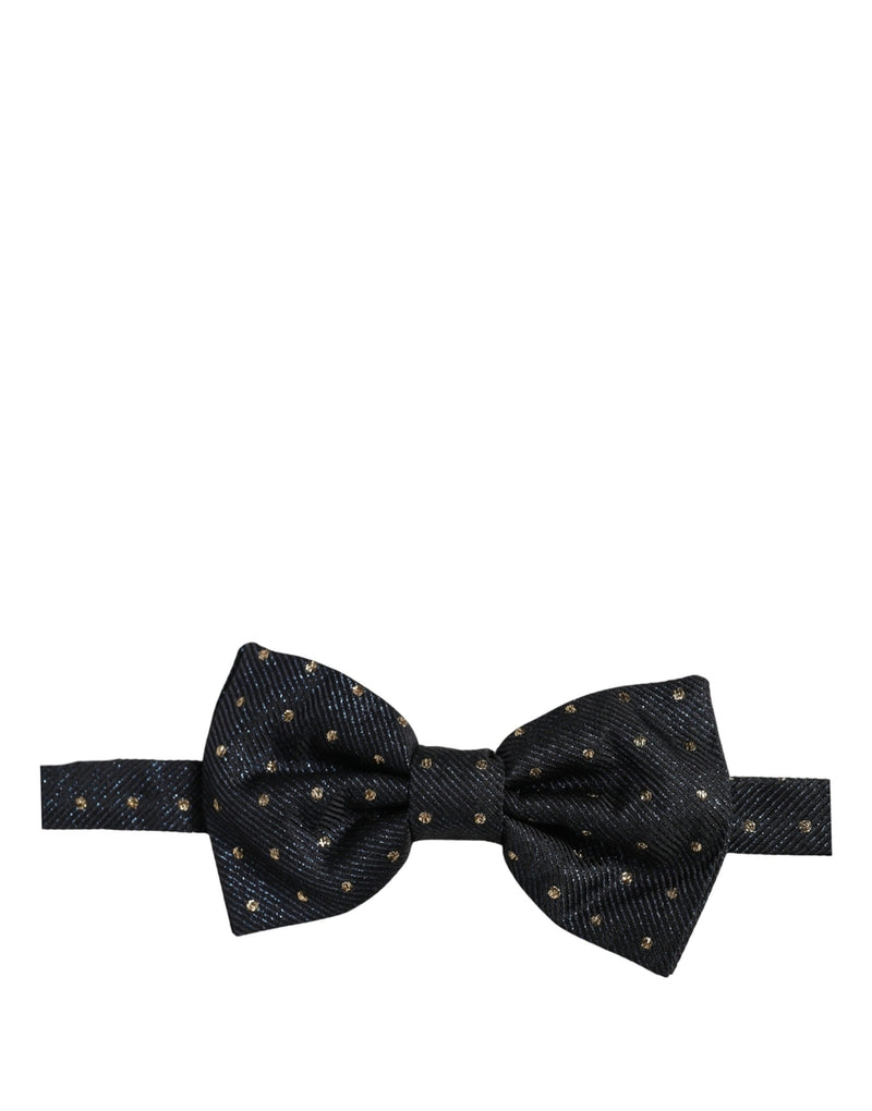 Nœud papillon papillon réglable en soie à pois noirs Dolce & Gabbana pour homme