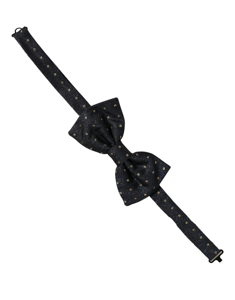 Nœud papillon papillon réglable en soie à pois noirs Dolce & Gabbana pour homme