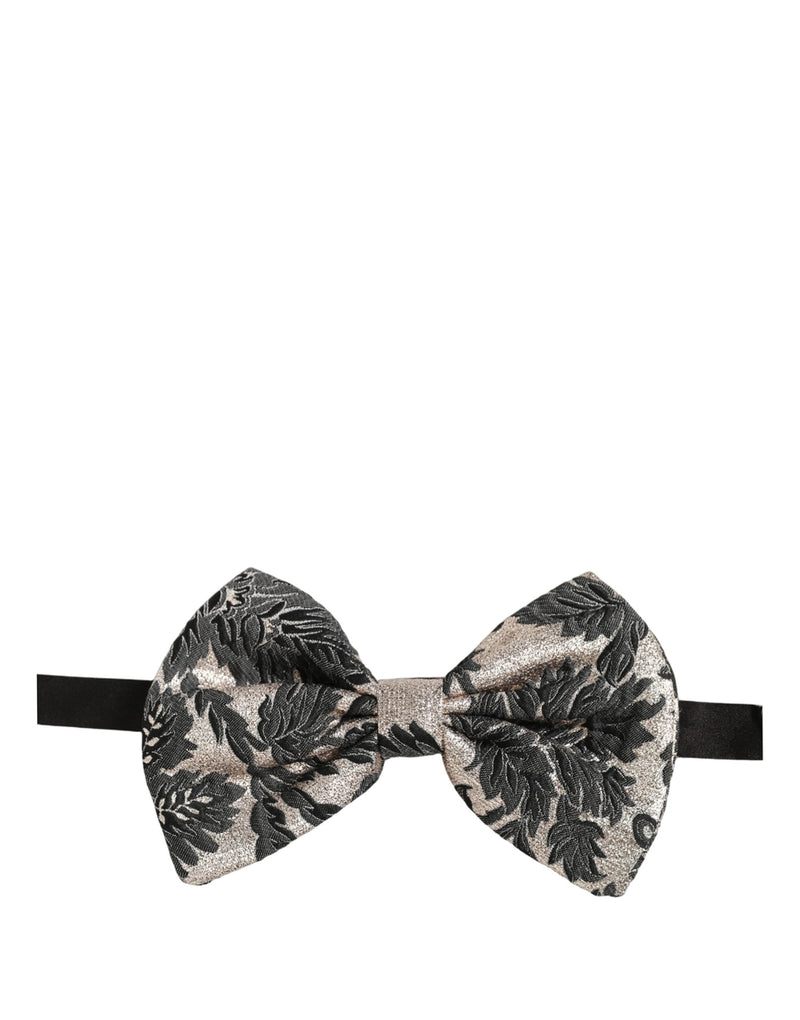 Dolce & Gabbana Homme Noir Argent Floral Nœud Papillon Réglable