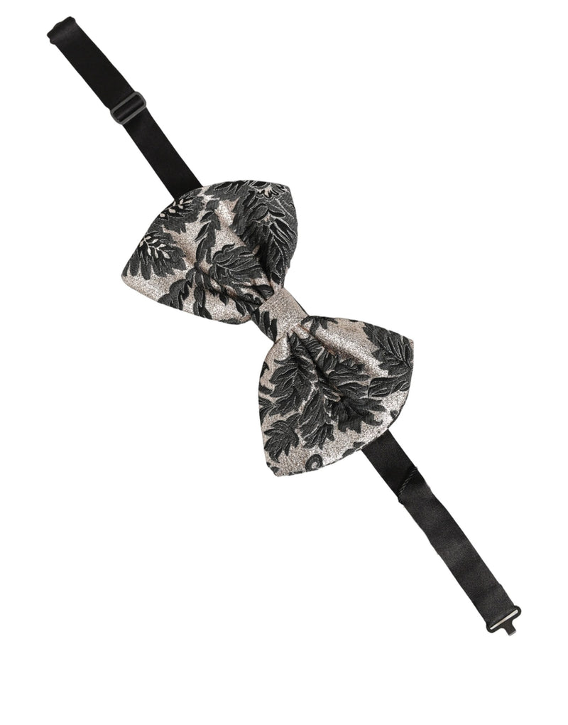Dolce & Gabbana Homme Noir Argent Floral Nœud Papillon Réglable