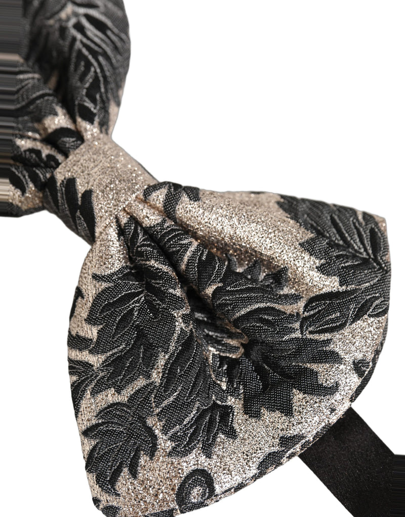 Dolce & Gabbana Homme Noir Argent Floral Nœud Papillon Réglable