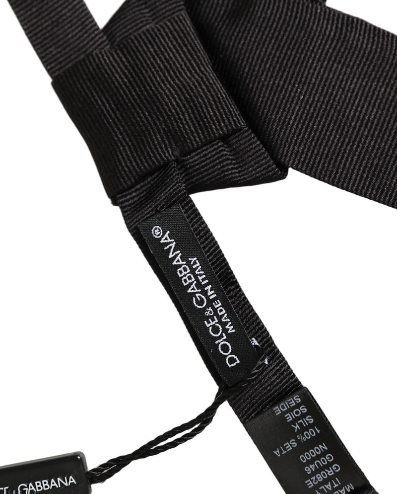 Dolce & Gabbana Men Black 100% SIlk Adjustable Neck Papillon Bow Tie