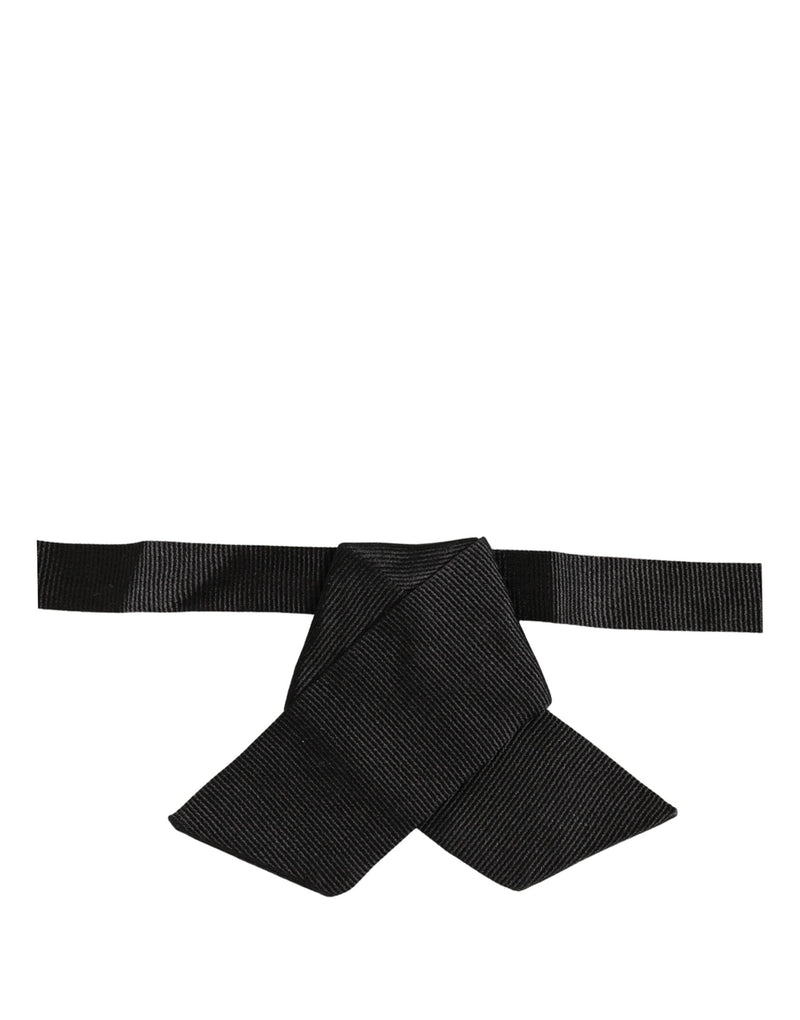 Dolce & Gabbana Men Black 100% SIlk Adjustable Neck Papillon Bow Tie